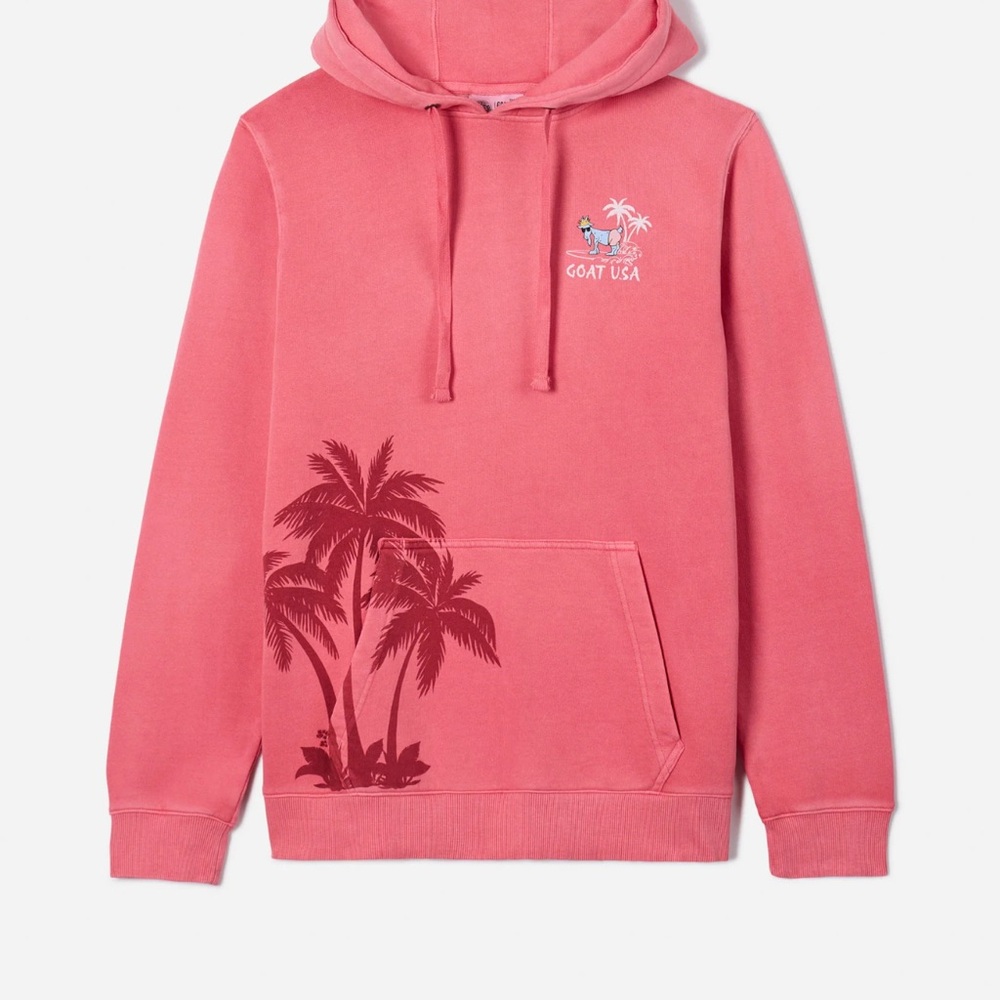Salmon Pink Hoodie with Palm Tree Graphic